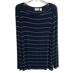 Chico's Travelers LS Slinky Knit Pullover Tunic Top  Size XL  (3)  Midnight Blue